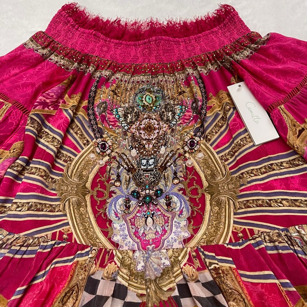 NWT Auc Camilla Off Shoulder Dress With Smocking in Lounge Hour - Picture 11 of 17